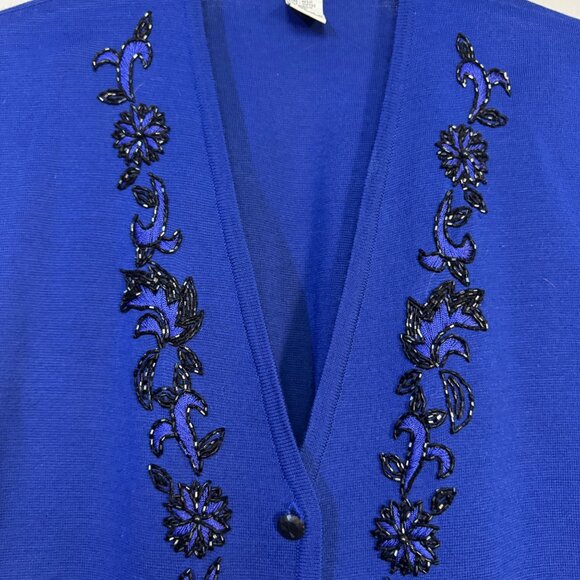 Koret Womens Size XL Blue Embellished Knit Vest Wool Blend - Picture 2 of 6